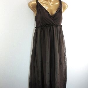 Michael kors brown netting embroidered empire dress. size PS